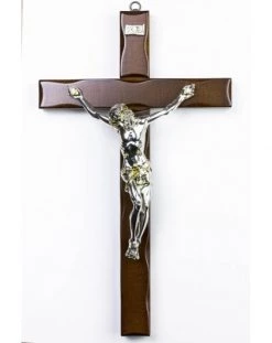 Dark Wood Wall Crucifix Big