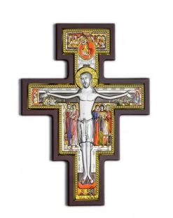 Handpainted Crucifix Bilaminate Sterling Silver 1467