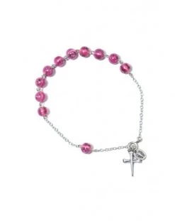 Pink Murano Glass Beads Rosary Bracelet