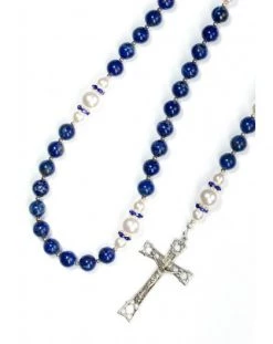 Lapislazuli, Pearls, Sterling Silver 925 Precious Crucifix And Center 6 Lapislazuli, Pearls, Sterling Silver 925 Precious Crucifix And Center -vaticangift online store unnamed file 68