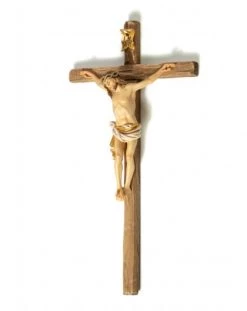 Handcarved Wooden Crucifix White Small