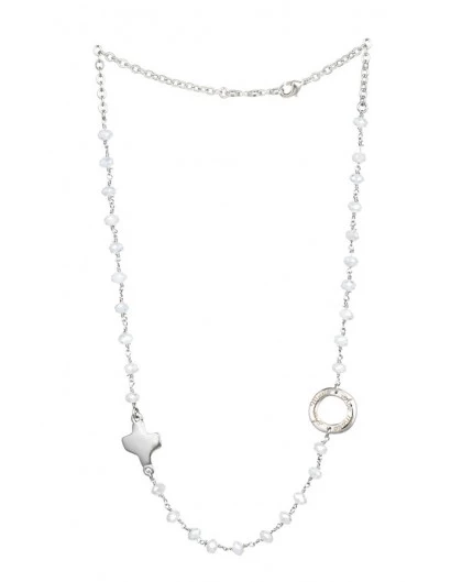 Crystal Necklace With Design Crucifix - White - Metal Silver 1 Crystal Necklace With Design Crucifix - White - Metal Silver