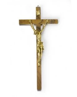 Walnut And Gold Crucifix