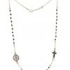 Crystal Necklace With Crucifix With Strass - Black - Metal Gold