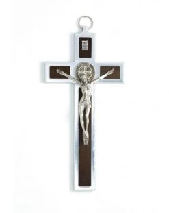 St. Benedict Crucifix Aluminium And Walnut Wood