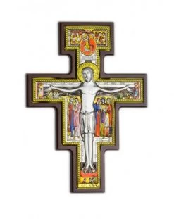 Handpainted Crucifix Bilaminate Sterling Silver 1483