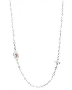Crystal Necklace With Crucifix With Strass - Clear Crystal - Metal Silver