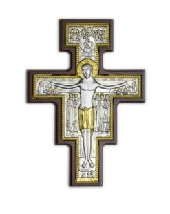 Crucifix Bilaminate Sterling Silver And Gold 1484