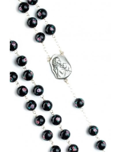 Black Murano Glass Rosary Big - Baroque Crucifix 2 Black Murano Glass Rosary Big - Baroque Crucifix - Image 2