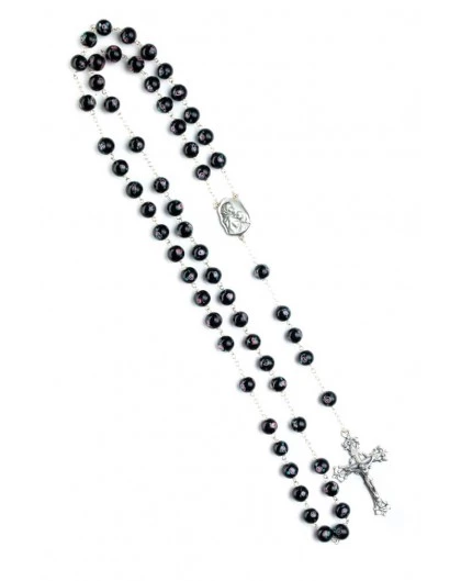 Black Murano Glass Rosary Big - Baroque Crucifix 4 Black Murano Glass Rosary Big - Baroque Crucifix - Image 4