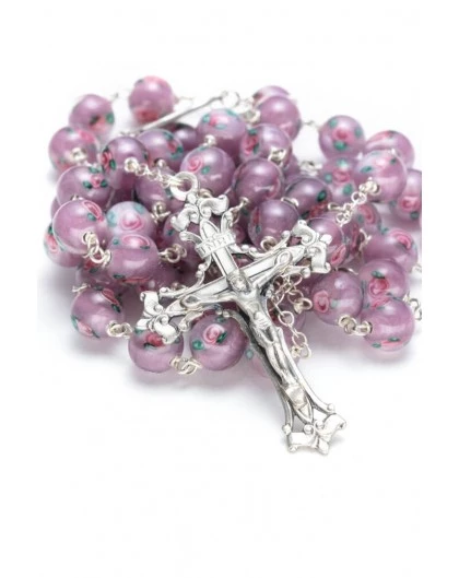Delicate Violet Murano Glass Rosary - Baroque Crucifix 1 Delicate Violet Murano Glass Rosary - Baroque Crucifix