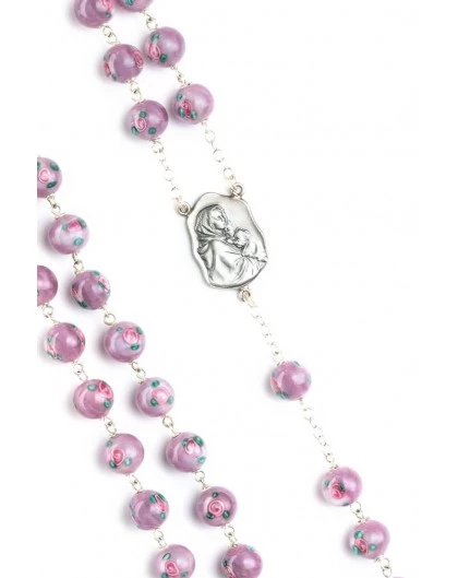 Delicate Violet Murano Glass Rosary - Baroque Crucifix 2 Delicate Violet Murano Glass Rosary - Baroque Crucifix - Image 2