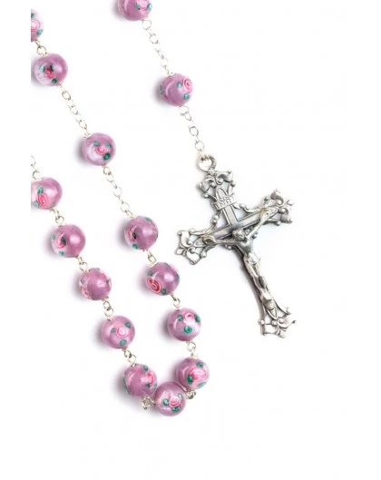 Delicate Violet Murano Glass Rosary - Baroque Crucifix 3 Delicate Violet Murano Glass Rosary - Baroque Crucifix - Image 3