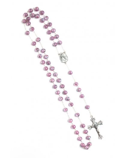 Delicate Violet Murano Glass Rosary - Baroque Crucifix 4 Delicate Violet Murano Glass Rosary - Baroque Crucifix - Image 4