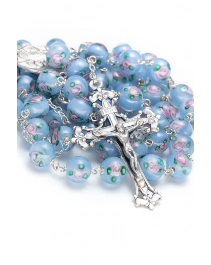 Sky Blue Murano Glass Rosary Big- Baroque Crucifix 1 Sky Blue Murano Glass Rosary Big- Baroque Crucifix