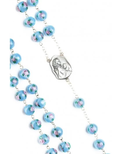 Sky Blue Murano Glass Rosary Big- Baroque Crucifix 2 Sky Blue Murano Glass Rosary Big- Baroque Crucifix - Image 2