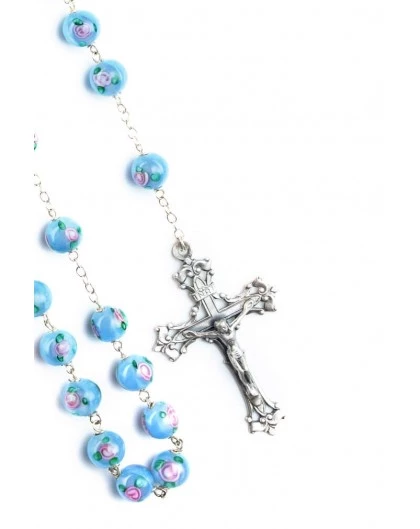 Sky Blue Murano Glass Rosary Big- Baroque Crucifix 3 Sky Blue Murano Glass Rosary Big- Baroque Crucifix - Image 3