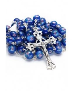Deep Blue Murano Glass Rosary Big- Baroque Crucifix