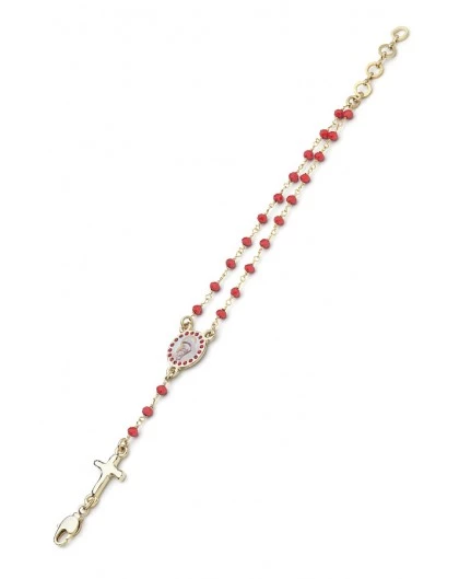 Enamelled Center Crystal Bracelet - Red - Metal Gold 1 Enamelled Center Crystal Bracelet - Red - Metal Gold