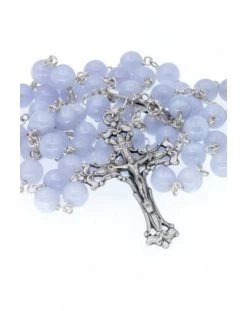 Chalcedony Silver Rosary - Baroque Crucifix