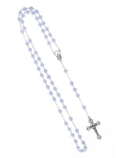 Chalcedony Silver Rosary - Baroque Crucifix 3 Chalcedony Silver Rosary - Baroque Crucifix - Image 3