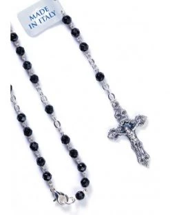Black Faceted Agate Rosary Necklace -vaticangift online store unnamed file 899