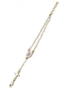 Enamelled Center Crystal Bracelet - White - Metal Gold