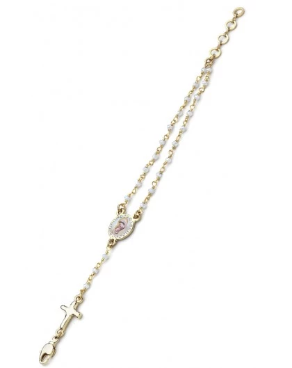 Enamelled Center Crystal Bracelet - White - Metal Gold 1 Enamelled Center Crystal Bracelet - White - Metal Gold