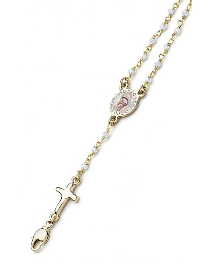 Enamelled Center Crystal Bracelet - White - Metal Gold 2 Enamelled Center Crystal Bracelet - White - Metal Gold - Image 2