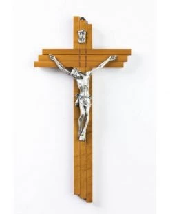 Wooden Crucifix With Pewter Corpus