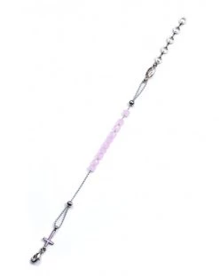 Crystal Bracelet With Enamelled Crucifix And Miraculous Medal - Pink