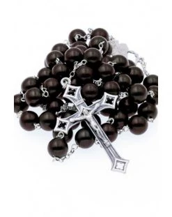 Ebony Beads Black Rosary Sterling Silver 925