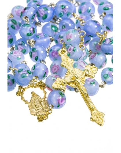 Sky Blue Murano Glass Rosary 6mm Gold Plated 1 Sky Blue Murano Glass Rosary 6mm Gold Plated