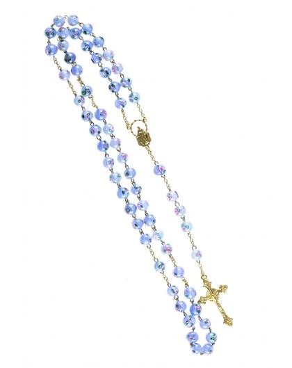 Sky Blue Murano Glass Rosary 6mm Gold Plated 2 Sky Blue Murano Glass Rosary 6mm Gold Plated - Image 2