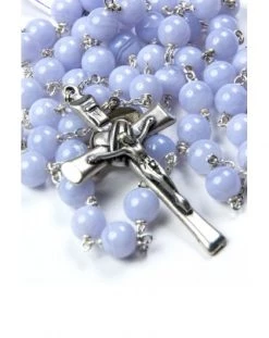 Chalcedony Silver Rosary