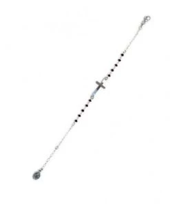 Sterling Silver Bracelet With Black Precious Crystals