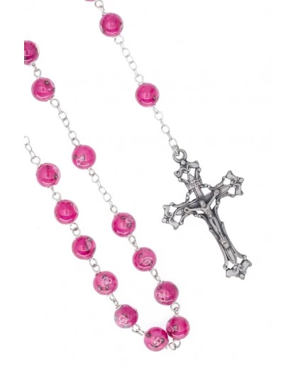 Camelia Rose Murano Glass Rosary - Baroque Crucifix 2 Camelia Rose Murano Glass Rosary - Baroque Crucifix - Image 2